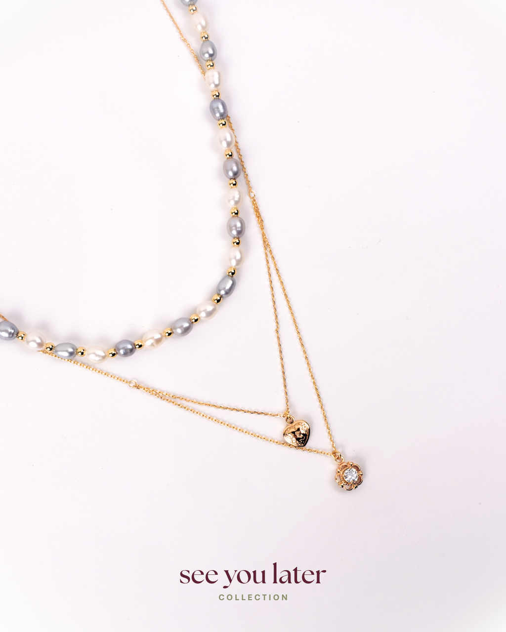 Halo Pearl Necklace in Blue