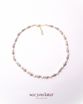 Halo Pearl Necklace in Blue