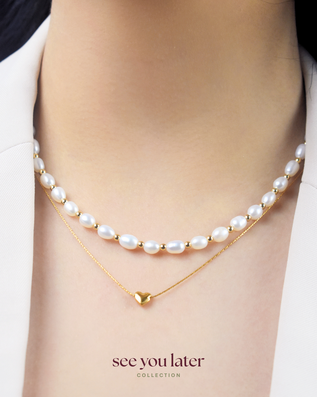 Halo Pearl Necklace in White
